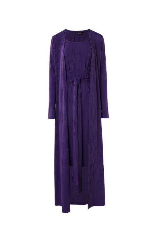 Tied Detail Dress with Long Sweater Set
