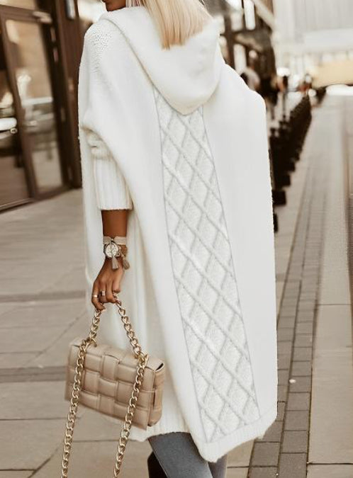 Pattern Hooded Longline Cardigan