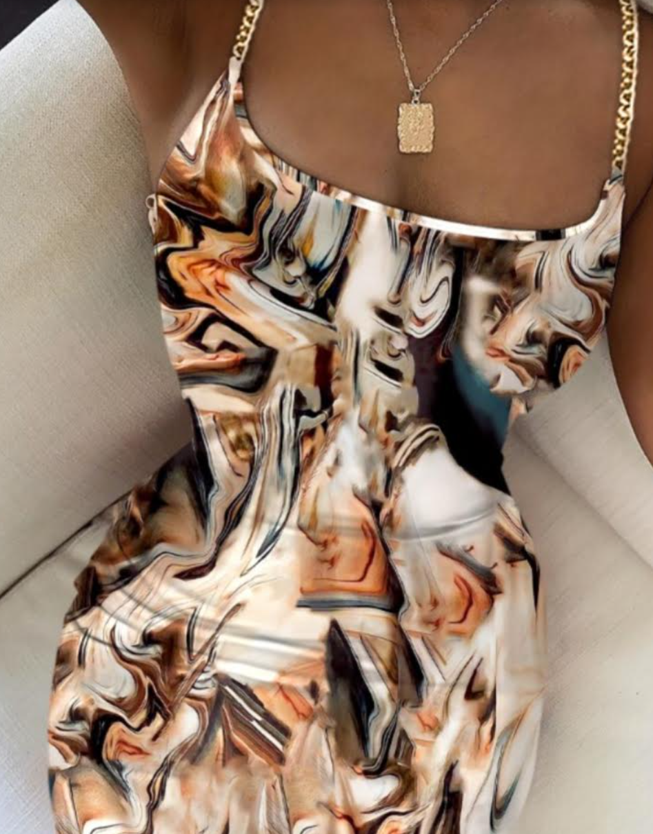 Marble Chain Bodycon Dress